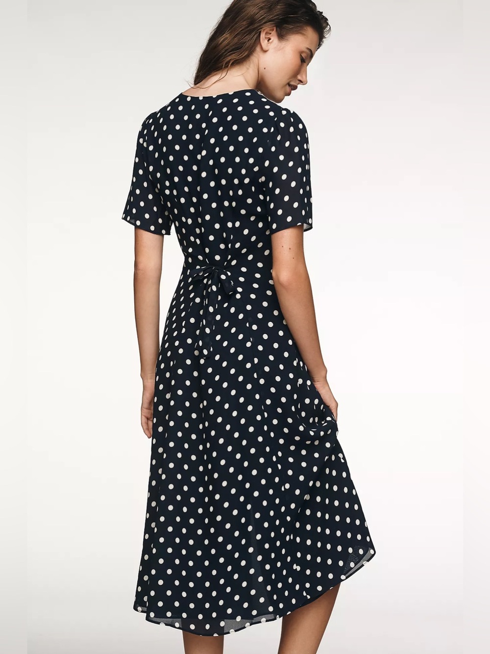 NEW Reformation Lise Midi Dress In Blue Dot Size 8 - Picture 3 of 14